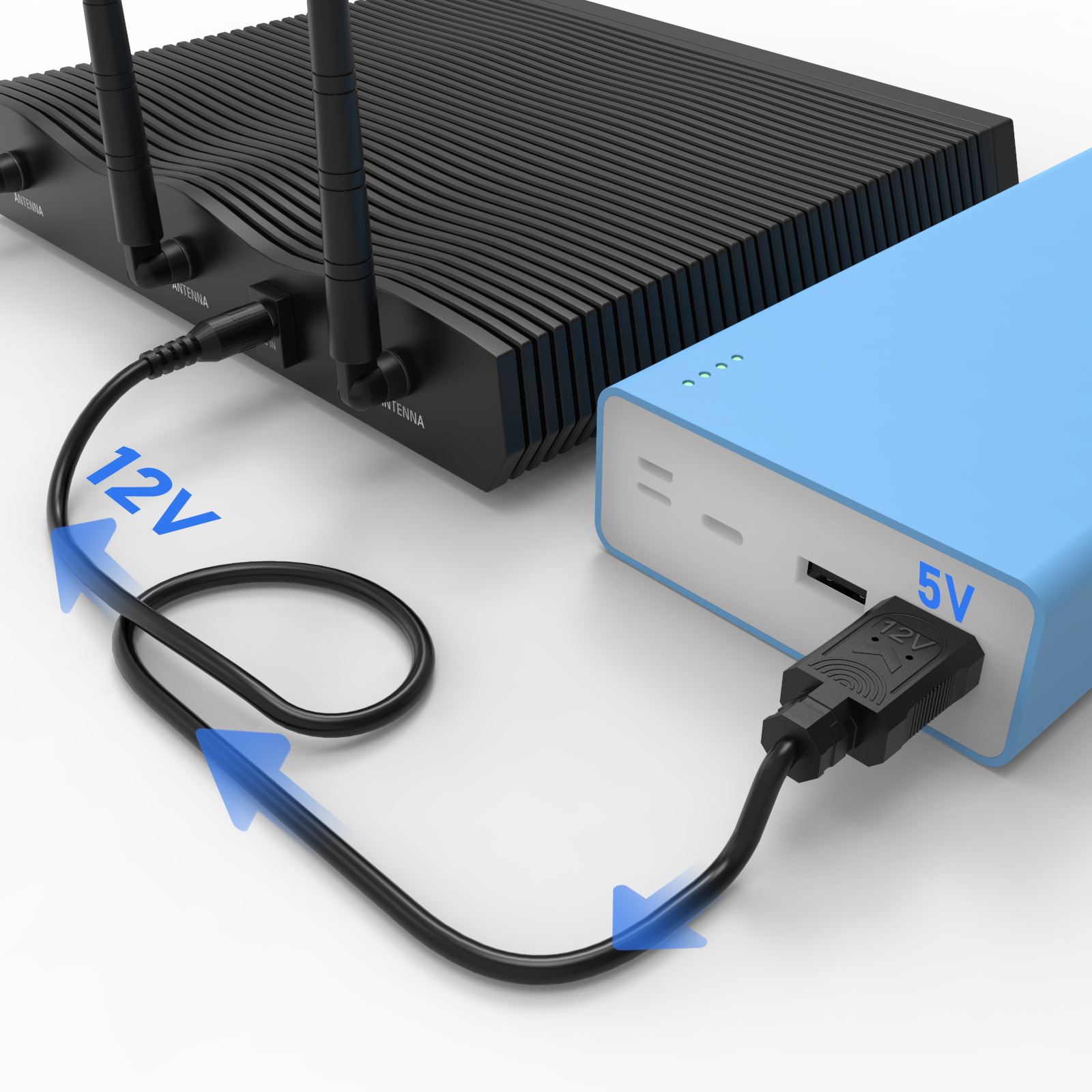 Step-up kabel til wifi router 5V til 12V