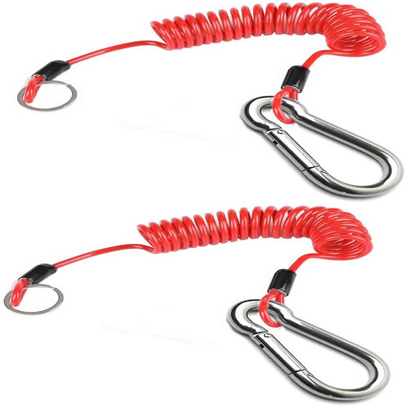 Retractable Coiled Fishing Lanyard Safety Rope Tether Grippers