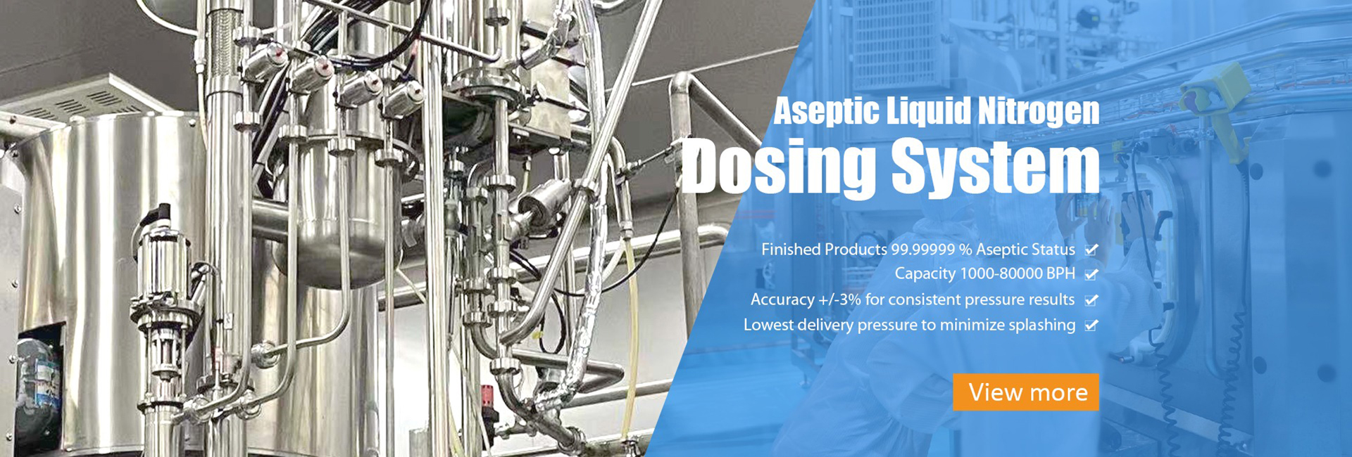 Aseptic liquid nitrogen dosing machine for aseptic filling 