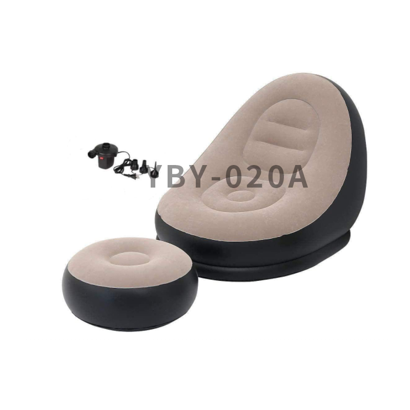 China wholesale Pu Bbl Toilet Seat Riser Cool Manufacturers –  YBY-020A Khaki inflatbale sofa-Inflatable Sofa Inflatable Chair with Inflatable Foot Cushion – YUBEIYE