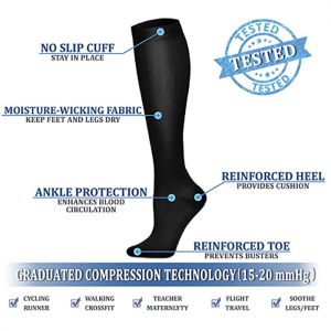 China New Product China Men′s Elastic Compression Stockings Knee Ankle Stripe Socks