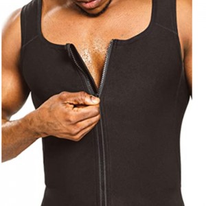 Sweat Shaper Men’s Premium Workout Compression Athletic Zip Tank, Slimming Zip Vest, Training Zip Tank Top