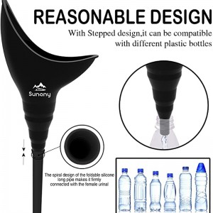 Female Urination Device, Reusable Female Urinal Silicone Women Pee Funnel Allows Women to Pee Standing Up, Portable Womens Urinal is The Perfect Companion for Camping,Outdoor,Travel （Black）