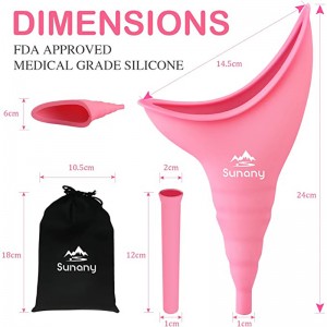 Female Urination Device, Reusable Female Urinal Silicone Women Pee Funnel Allows Women to Pee Standing Up, Portable Womens Urinal is The Perfect Companion for Camping,Outdoor,Travel（Pink）