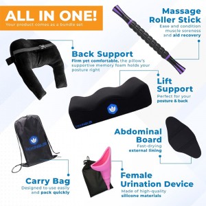 BBL Pillow After Surgery for Butt & Back Support Cushion BBL Post Surgery Supplies with Abdominal Board, Massage Stick, Urination Device and Carrier Bag for Maximum Sitting Comfort