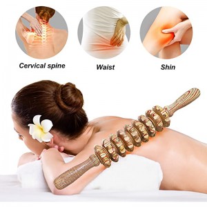 Wooden Massager Handheld Roller Trigger Point Massager Stick for Fascia, Cellulite, Muscle & Abdomen , Body Therapy Massager, Muscle Belly Relief Tool