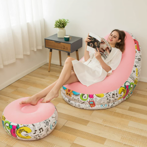 YBY-020B Pink inflatable sofa–Lounger Sofa for Indoor Living Room Bedroom, Outdoor Travel Camping Picnic 