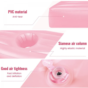 YBY-021 Pink inflatable BBL mattress-Inflatable BBL Mattress with Hole After Surgery Recovery for Butt, Air Body Pillow for Sleeping