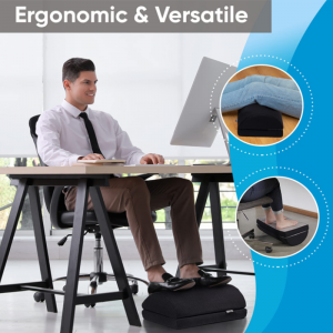 Foot Rest for Under Desk at Work – Adjustable Foam Footrest for Office & Home – Ergonomic Foot Stool for Gaming & Computer Chair – Cushion for Back & Leg Pain Relief
