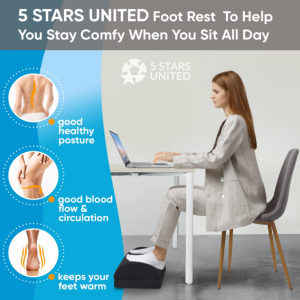 Foot Rest for Under Desk at Work – Adjustable Foam Footrest for Office & Home – Ergonomic Foot Stool for Gaming & Computer Chair – Cushion for Back & Leg Pain Relief