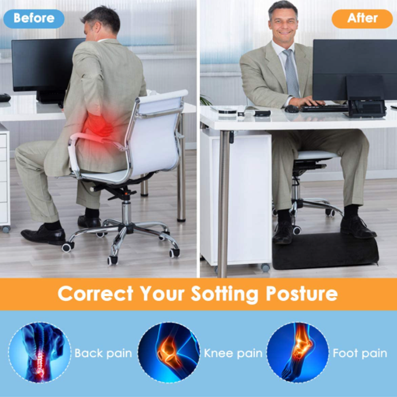  Cushion Lab Ergonomic Foot Rest for Under Desk – Patented  Massage Ridge Design Memory Foam Foot Stool Pillow for Work, Home, Gaming,  Computer, Office Chair – Footrest for Back & Hip