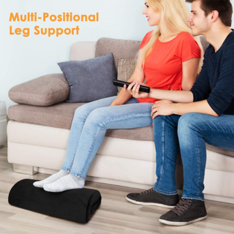 Comfort Office Foot Rest for Under Desk - Ergonomic Memory Foam Foot Stool  Pillow for Work, Gaming, Computer, Office Cubicle and Home - Footrest Leg  Cushion Accessories (Black) 