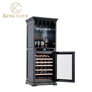dark grey sideboard with wine rack