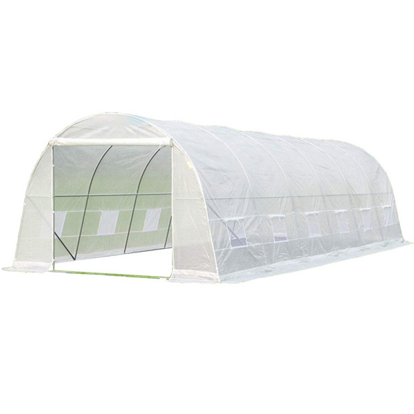 White PE Plastic Tunnel Greenhouse 8x3x2m Featured Image