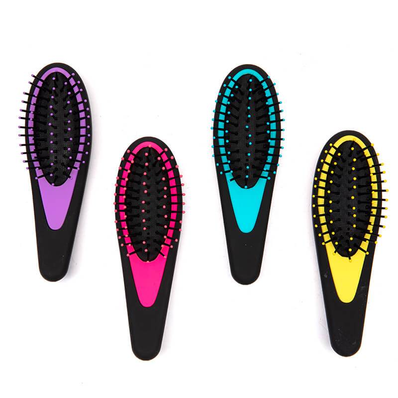Mini hair brush with colorful rubber coating, uv electric, water transfer