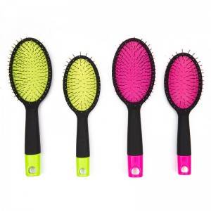 Rubber coating,UV electric, shinning printing,water transfer detangler hair brush with Intelliflex bristles