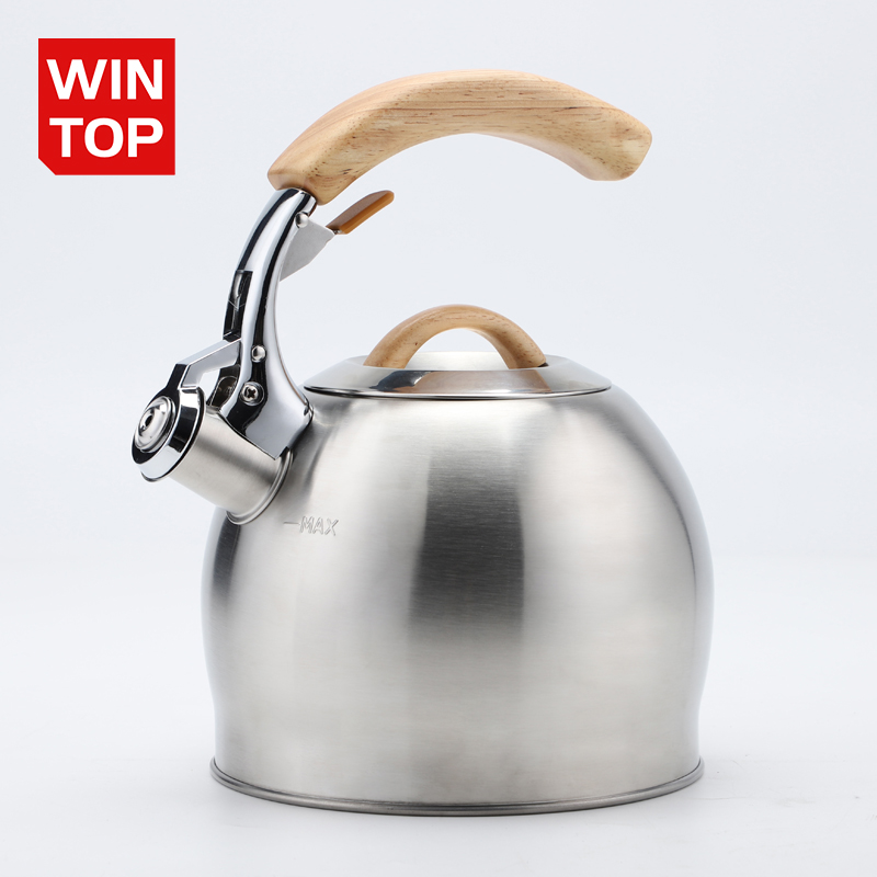 3.0L New design Stainless Steel Whistling Tea Kettle Stove Top Food Grade Custom top seller Tea Pot with wood handle