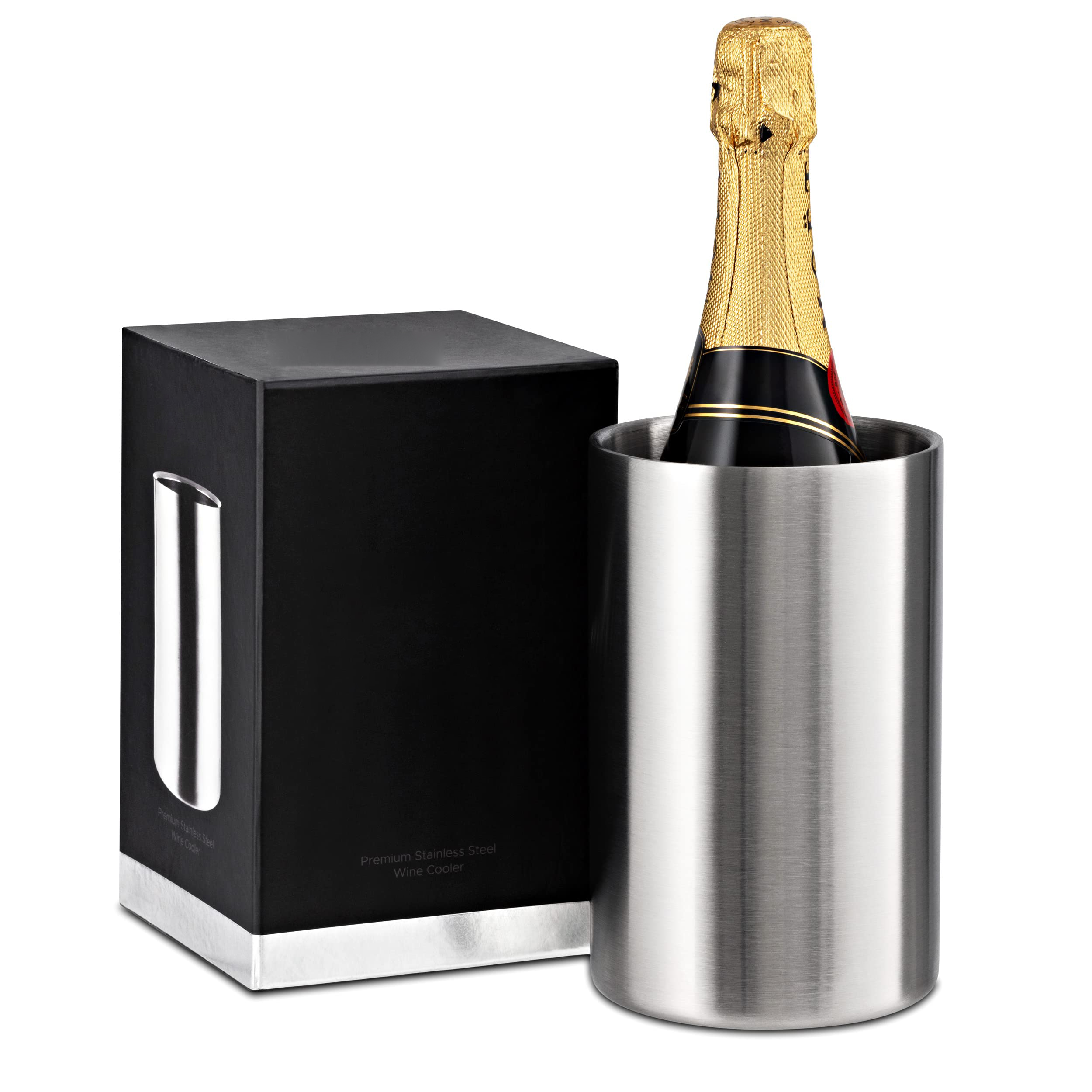 Vlastní přenosný šampaňský chladič na víno bez ledu, izolovaný dvojitá stěna, nerezová ocel, chladicí vědro na láhev vína