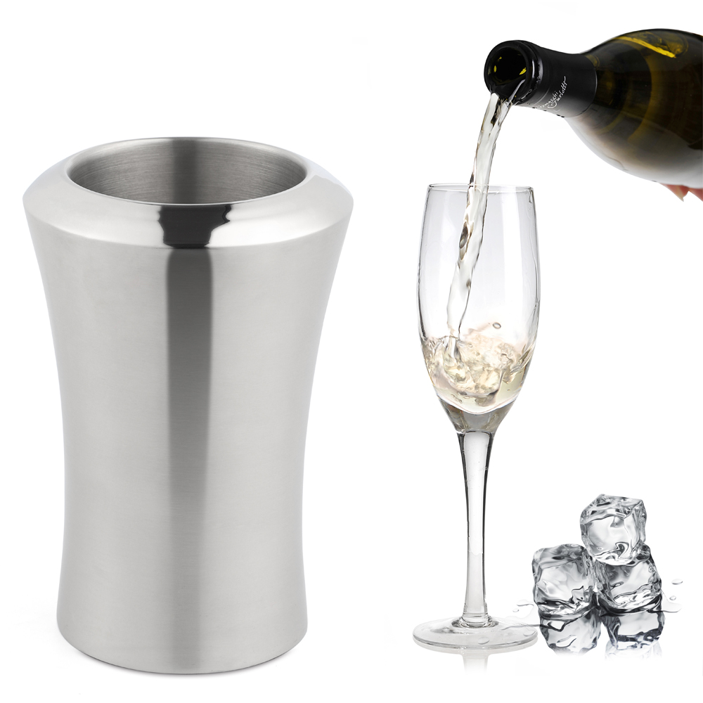 Custom Stainless Steel Doble Layers Portable Wine Cooler Taas Wine Cooler Luxury Wine Cooler Para sa Bar Accessories