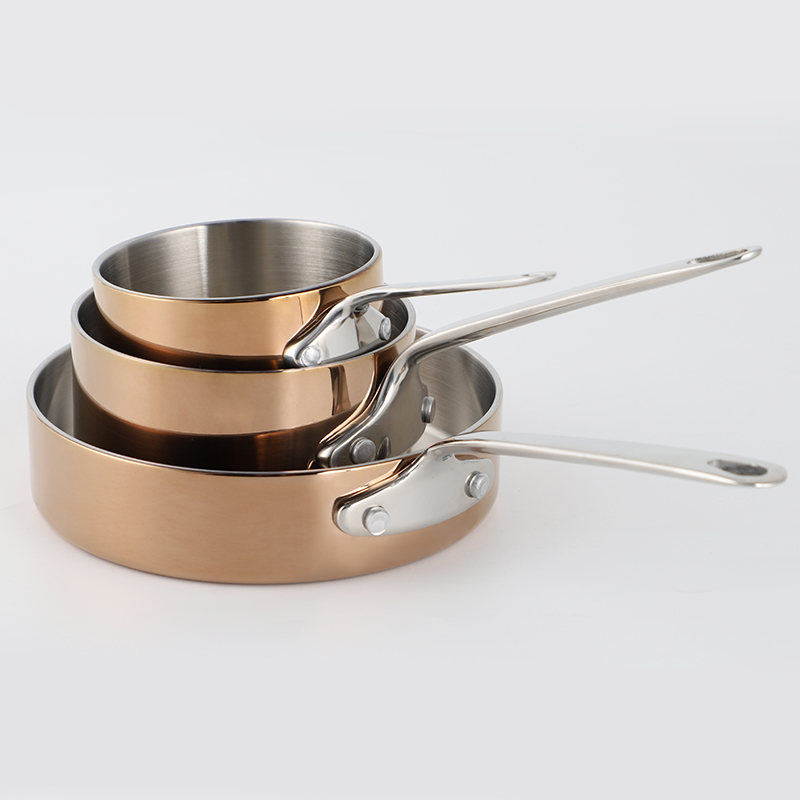 Best Quality Tri-ply Copper Stainless Steel Mini Sauce Pan Egg Pan Copping Pot with Stainless Steel Handle