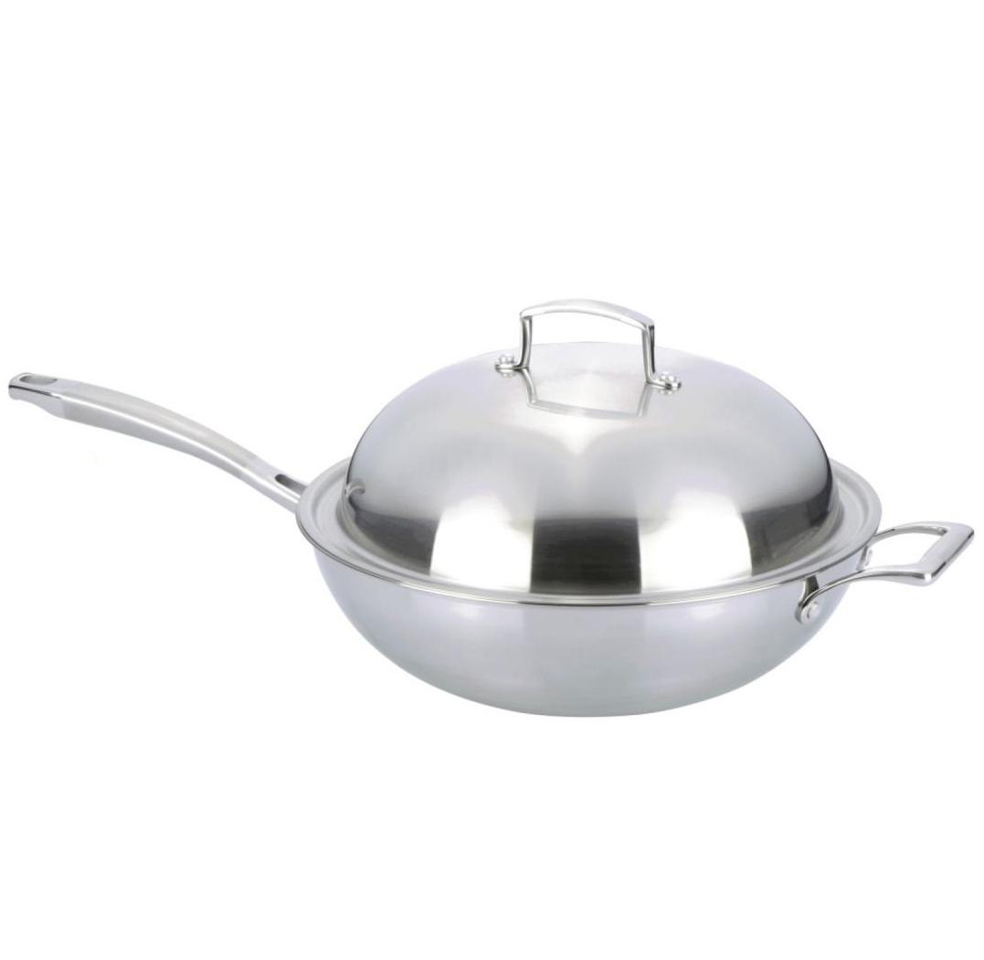 Best Quality Cookware Cooking Pot Kitchen Pan With Lid for Gas Induction 18/8 Stainless Steel Triply Frying Wok
