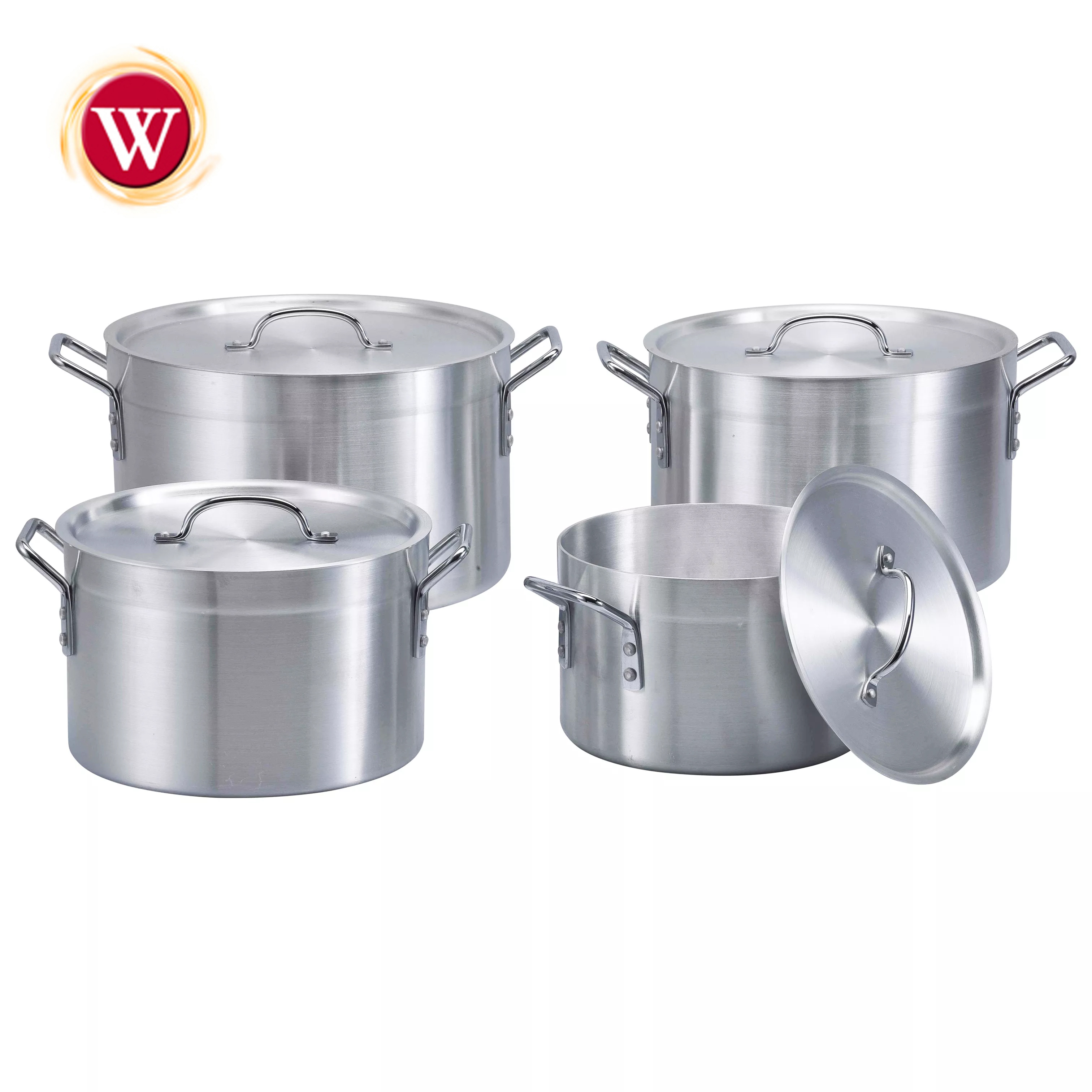 Aluminium Stock Pot Soup Pot Sets Kokkärl Sets med lock New Style Hot Sale 8/10/15/18/24/30QT 12 Set för hem eller hotell