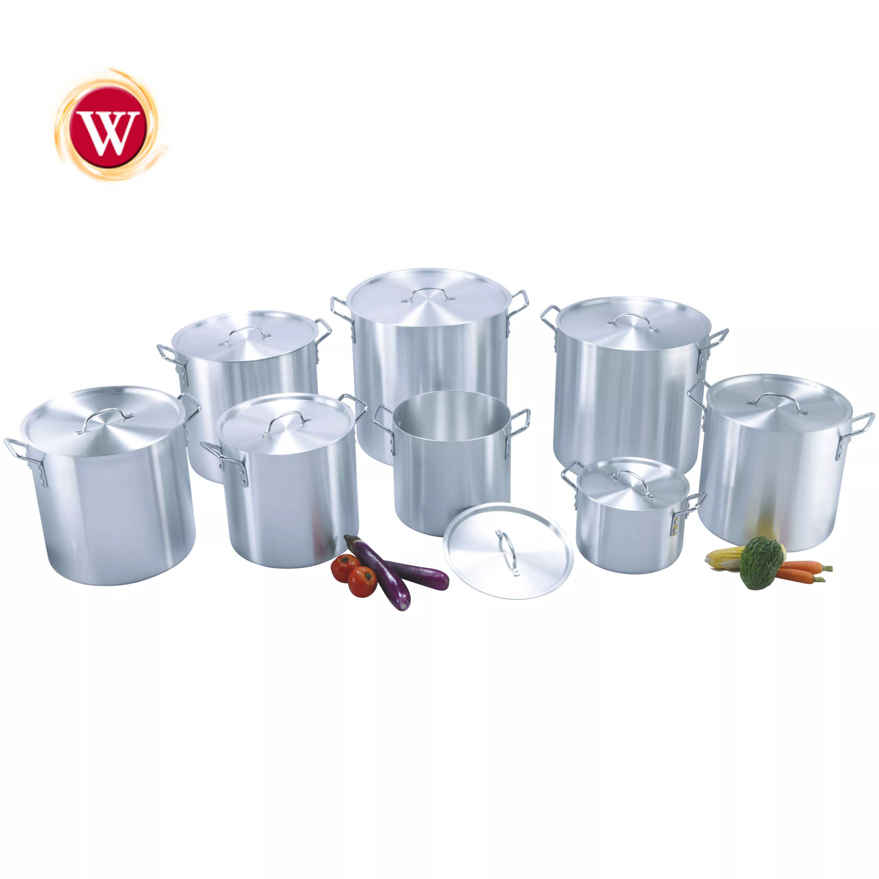 Aluminium Stock Pot Large Capycity 8QT-100QT Cooking Pot Soppa Pot med lock för kommersiell restaurang