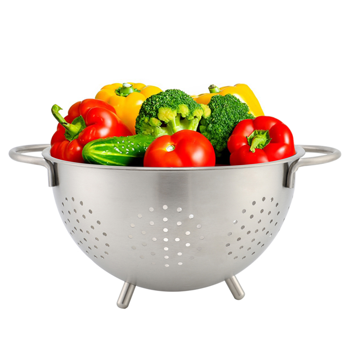 Conxunto de coladores de cociña para froitas e verduras, cesta de almacenamento de escurridor de aceiro inoxidable con pés