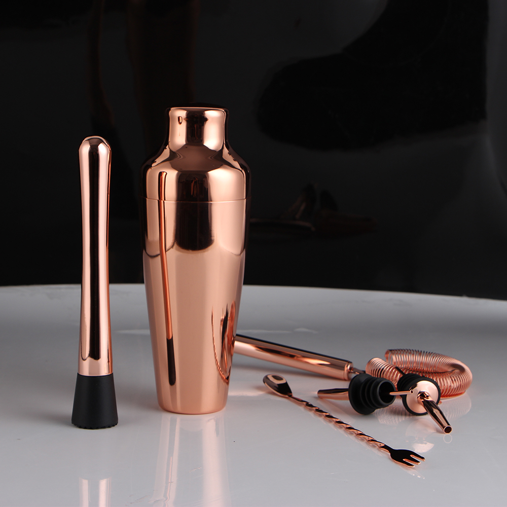 8 PCS Copper Plated Bar Set Stainless Steel  Cocktail Shaker Set