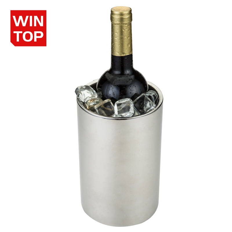Custom nga Insulated Dobleng Pader Stainless Steel Metal Wine Chiller Wine Cooler Ice Bucket