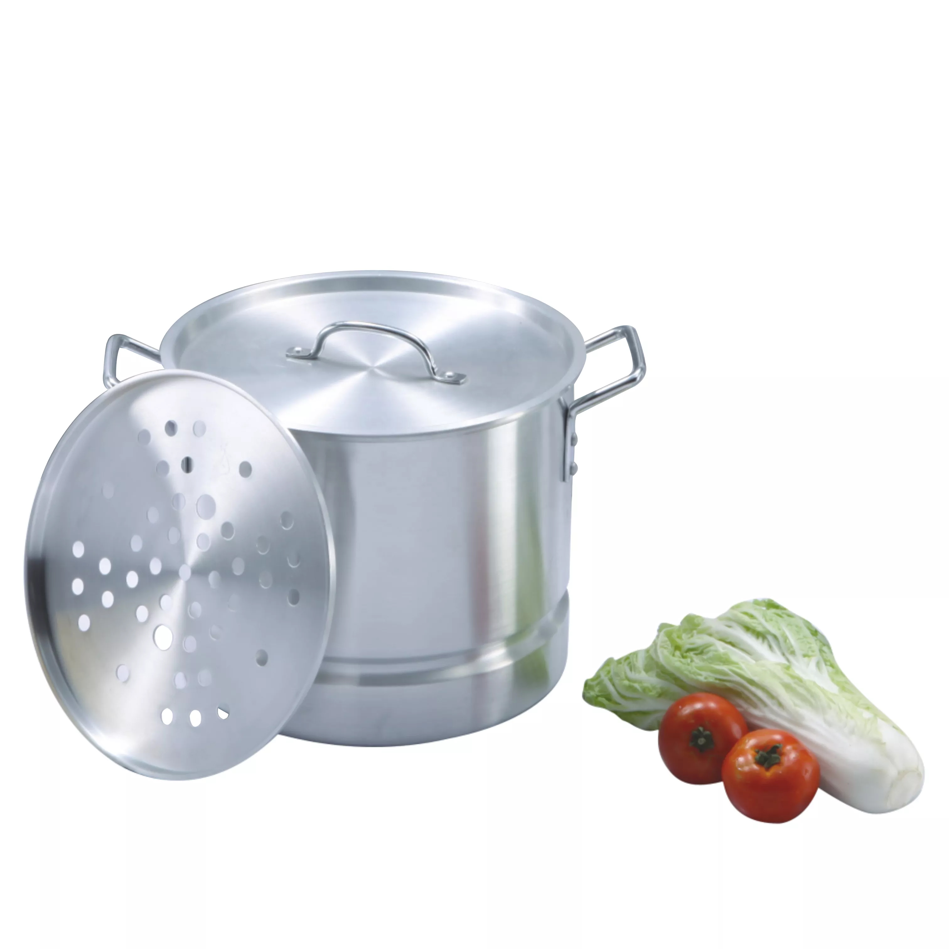 Anpassad varm aluminium Silver Stock Pot Soup Pot Tamale och Steamer Aluminium Turkiet kokgryta för hem eller hotell
