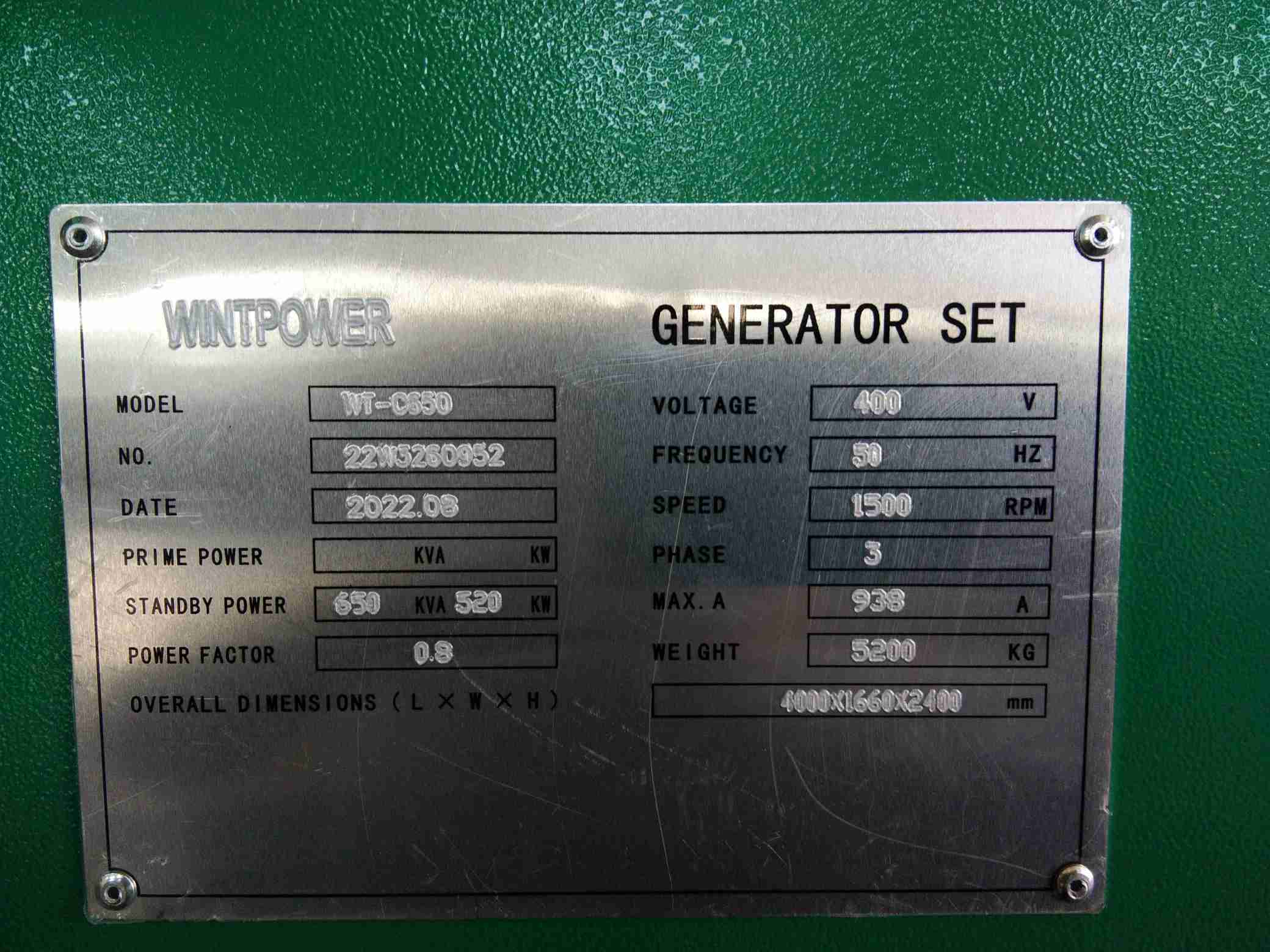 New Delivery of Wintpower 650KVA Diesel generator to African Market