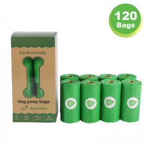 Factory best selling Compostable Custom Print Roll Waste Bag Green Pet Doggy Dog Biodegradable PLA Corn Starch Dog Poop Pet Litter Bag