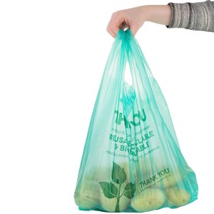 OEM/ODM Factory Carry out Plastic Bag Shopping Black T-Shirt Plain Packaging Bag