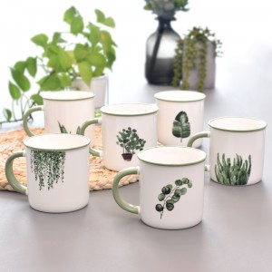 350ml Ceramic Cup Milk Tea Mug Green Plant Water Mug Coffe Mug Ceramic Mug