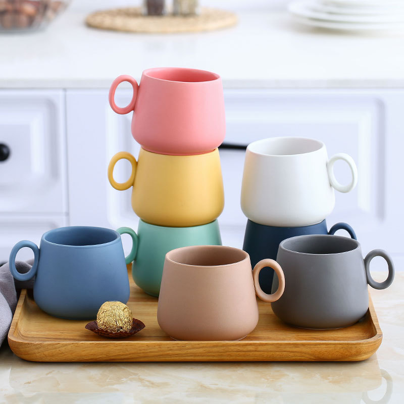 2022 High quality Mugs And Cups - creative rainbow ceramic coffee mug pastel color cute tea tumbler Mug coffee Mugs and mugs novelty latte tumblers – Win-win