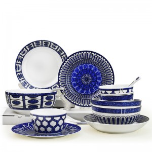 16pcs set  fine bone china dinner set porcelain blue Europ style bowl dinnerware set