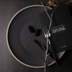 Exclusive Black Ceramic Dinner Plate Western Big Steak Plate