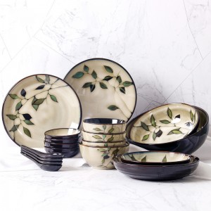 New Japanese and Korean ceramic tableware creative hand-painted plate dinnerware set