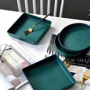 Salad Plates Matte Emerald Plate Solid Ceramic Plate