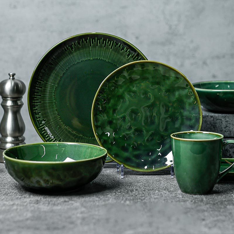 Popular Design for 500ml Ceramic Mug - Green Jungle Collection – Hot Sale Unique Design Green Glossy Porcelain Dinnerware For Hotel, Restaurant, Event – Win-win