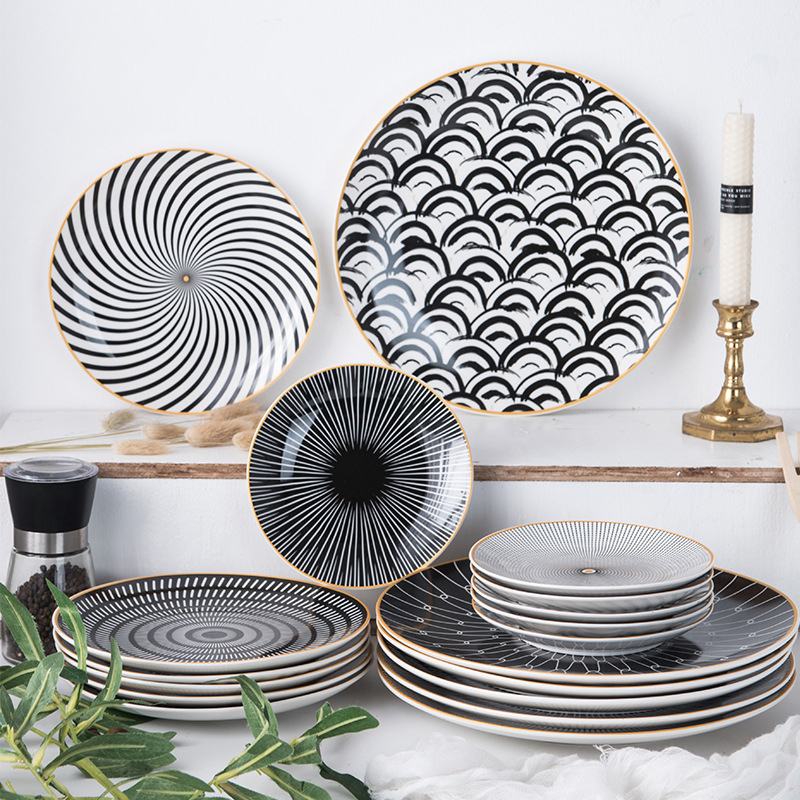 Special Design for Ceramic Plates Dinner Set - Tableware Phnom Penh Geometry Tableware 6-8-10 Inch Ceramic Dinner Plate – Win-win