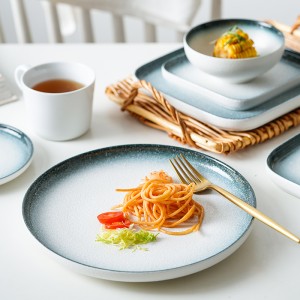 Steak Plate Enamel Plates Bowls Dish Household Dinner Set Ceramic European style Plate