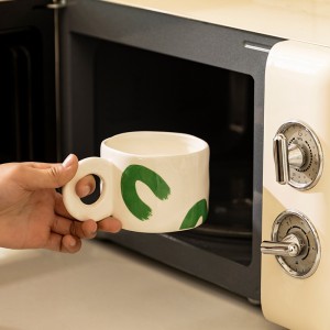 300ml Nordic Ceramic Handgrip Coffee Mug Office Home Water Mug Ring Handle Microwave Breakfast Oatmeal Milk Mugs
