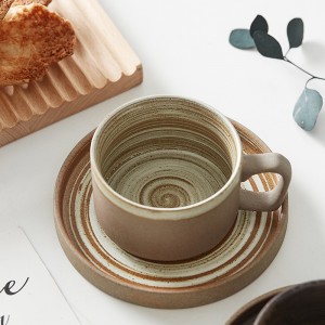 Creative Japanese Ceramic Mug Cup Saucer Set Simple Couple Cup Modern Design Stoneware Classic Retro Coffee Mug