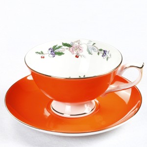 European bone china coffee cup and saucer set Flower summer tea Japanese cup and saucer 220ML