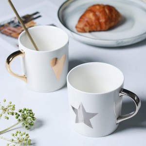 350ml Outline In Gold Ceramics Mug Simple Letter Coffee Milk Mug
