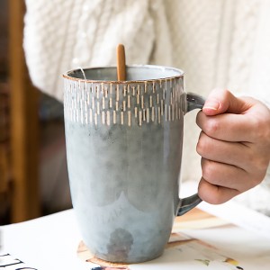 600ml European style retro ceramic Mug high Mug large capacity mug large home drinking Mug milk coffee Mug