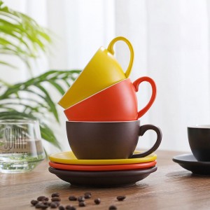 Coffee Cup Matte Ceramic Cup Cappuccino Latte Porcelain Drinkware Tea Cups And Saucer Sets 220ml Birthday Gift Coffee ware Sets