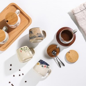 380ml Ceramic Coffee Mug Retro Style TeaMug Large Capacity Breakfast Milk Mug Water Mug Coffee Mugs Creative Gifts Drinkware